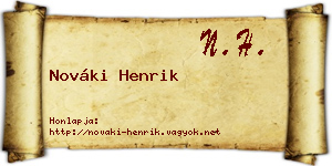 Nováki Henrik névjegykártya